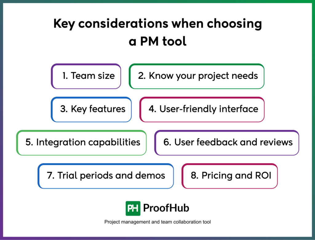 key considerations when choosing a project management tool