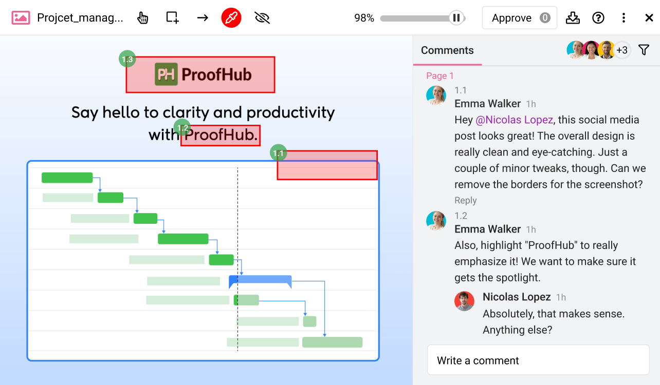 Evaluate product with online proofing tool